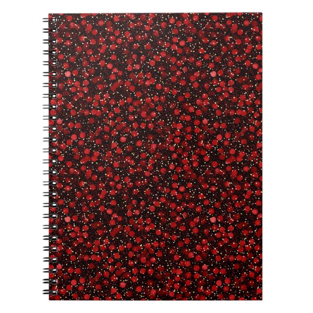 Elegant Red Confetti on Black Glitter Style Notizblock (Vorderseite)