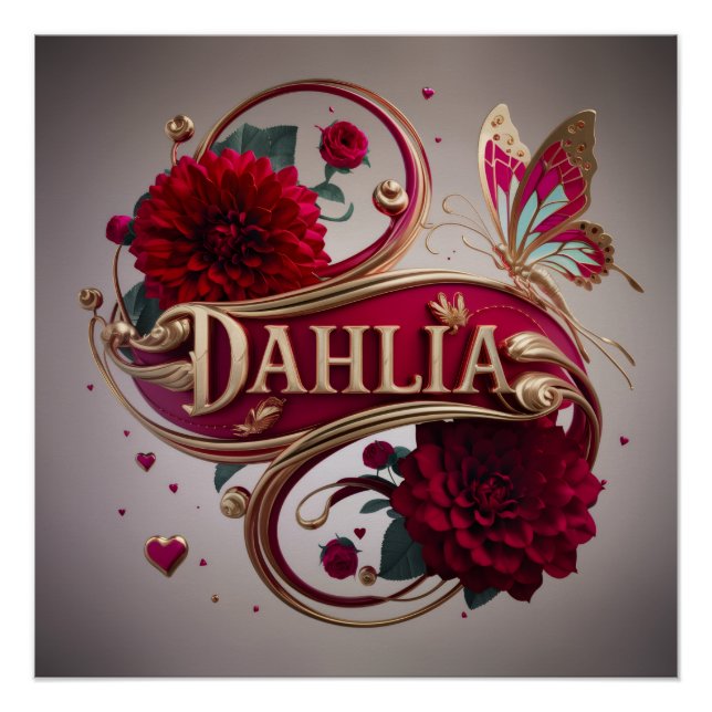 Elegant Red Dahlia Flower Art Poster (Vorderseite)