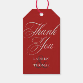 Elegant Red Danke mit Silver Calligraphy Text Geschenkanhänger