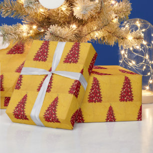 Elegant Red Deer Moose Gold Snow Merry Xmas Patter Geschenkpapier