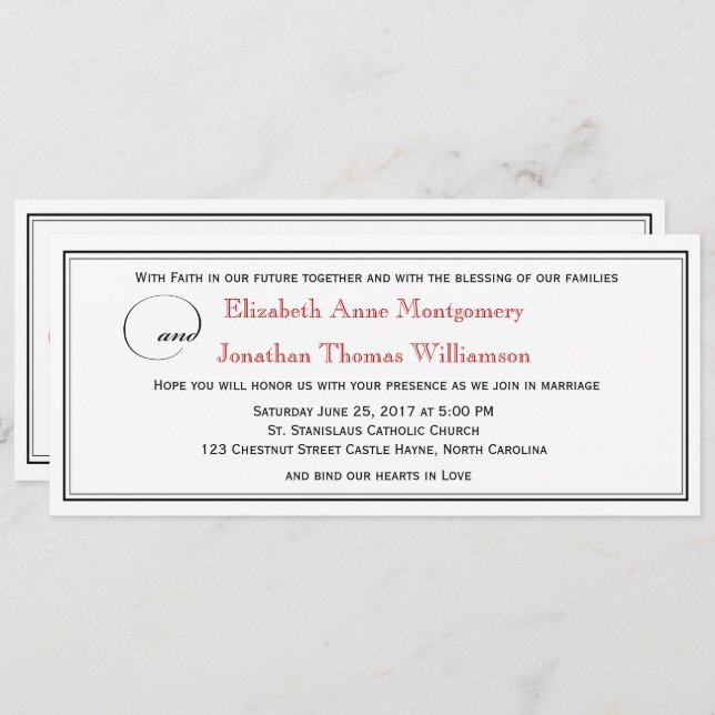 Elegant Red Faith Hope Liebe Wedding Einladung (Vorne/Hinten)