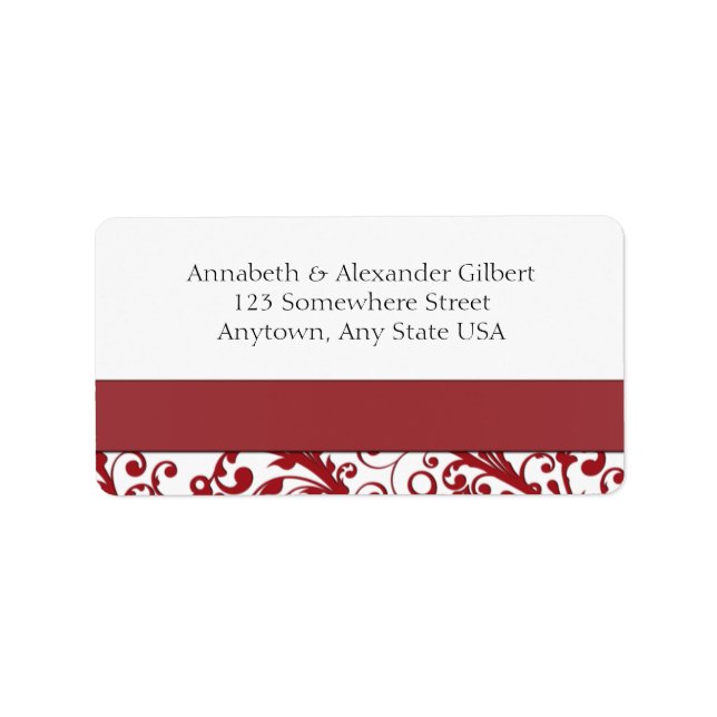 Elegant Red Floral Adressaufkleber (Vorne)