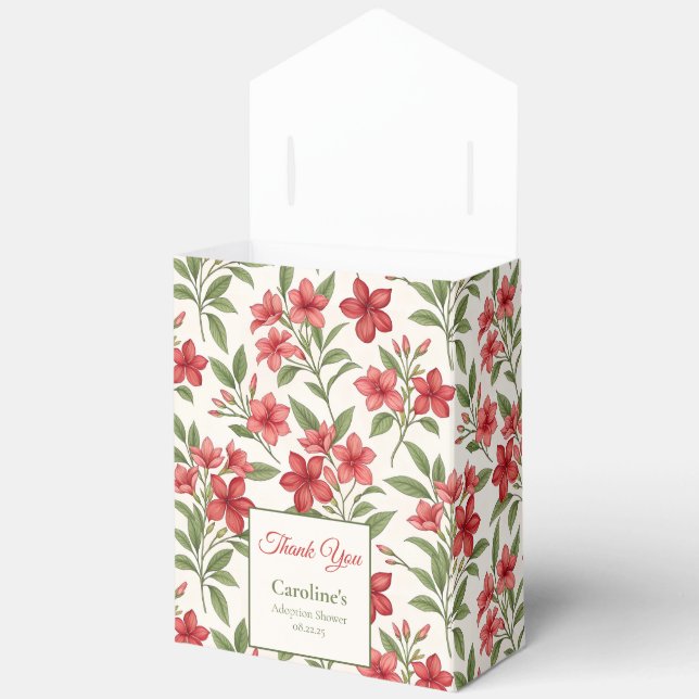 Elegant Red Floral Botanical Adoption Shower Geschenkschachtel (Offen)