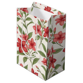 Elegant Red Floral Botanical Blooms Mittlere Geschenktüte