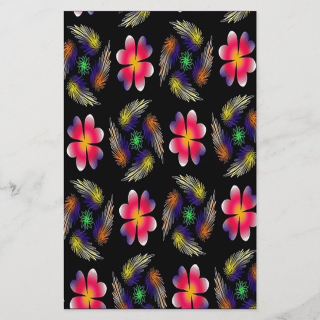 Elegant Red Floral Briefpapier (Vorderseite)