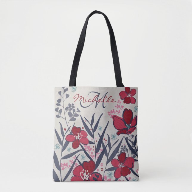 Elegant Red Floral Monogram (Vorderseite)