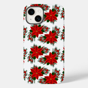 Elegant Red Floral Poinsettia Pine Greenerity Blät Case-Mate iPhone 14 Hülle