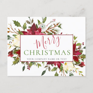 Elegant Red Floral Typografy Company Weihnachten