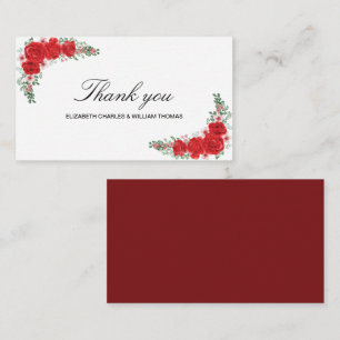Elegant Red Floral Wedding Danke Card Begleitkarte