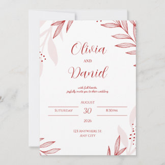 Elegant Red Floral Wedding Invitation Einladung