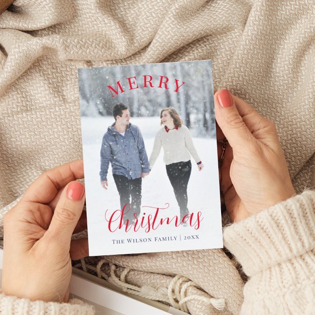 Elegant Red Foto Calligraphy Frohe Weihnachten (Von Creator hochgeladen)