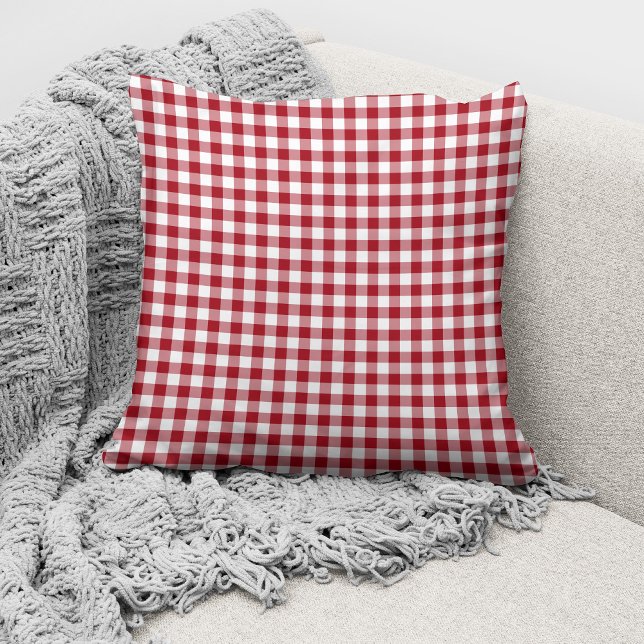 Elegant Red Gingham Karos Pattern Kissen (Von Creator hochgeladen)