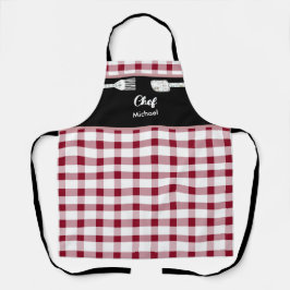 Elegant Red Gingham Schürze | Weihnachtsgeschenkid