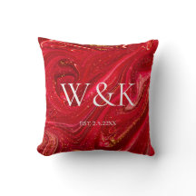 Elegant Red Glitter Initial Wedding Couple 