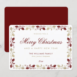 Elegant Red Gold Frohe Weihnachten Glück Neues Jah