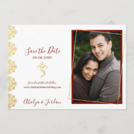 Elegant Red & Gold Ganesha & Mehndi Save the Date
