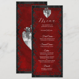 Elegant red Gothic Wedding Menu Menükarte