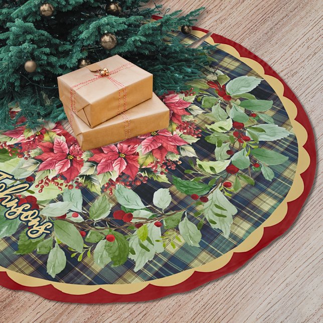 Elegant red green festive christmas wreath custom polyester weihnachtsbaumdecke (Von Creator hochgeladen)