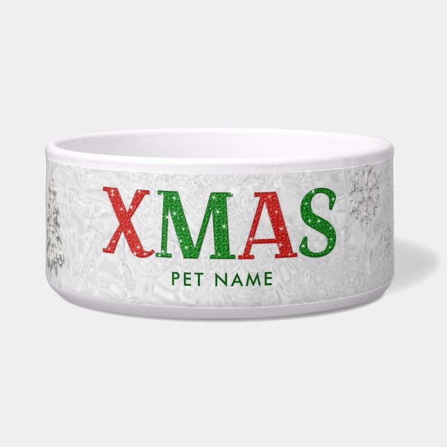 Elegant Red Green Kristall Merry White Christmas Napf (Vorderseite)