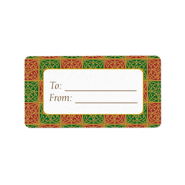 Elegant Red Green Lilie Gift Tag Labels Adressaufkleber (Vorne)