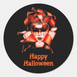 Elegant Red Halloween Maske Graphic Runder Aufkleber