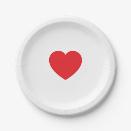 Elegant Red Heart 7 Inch Personalized Paper Plate Pappteller