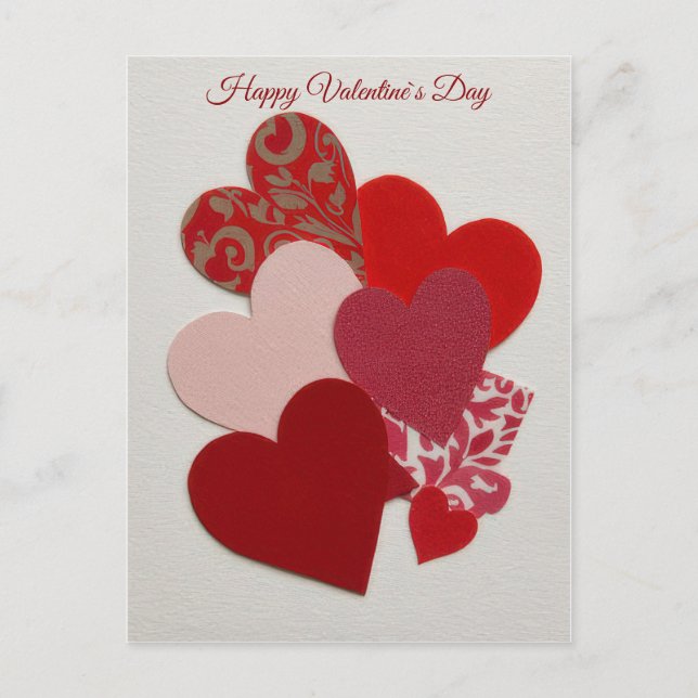 Elegant Red Heart Collage Valentine’s Day Card  Feiertagspostkarte (Vorderseite)