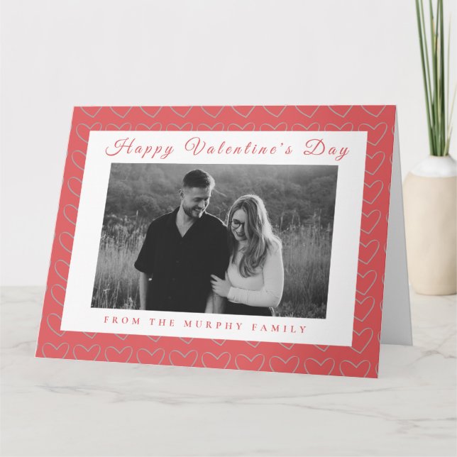 Elegant Red Hearts Happy Valentines Day 1 Photo  Karte (Vorderseite)