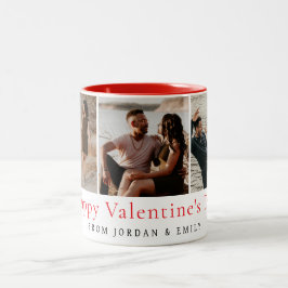 Elegant Red Hearts Happy Valentine's Day 3 Photo Zweifarbige Tasse