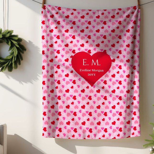 Elegant Red Hearts Love Gift Personalized Blanket Sherpadecke (Elegant Red Hearts Love Gift Personalized Blanket)