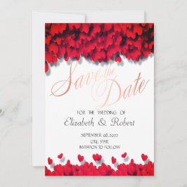 Elegant Red Hearts Save The Date