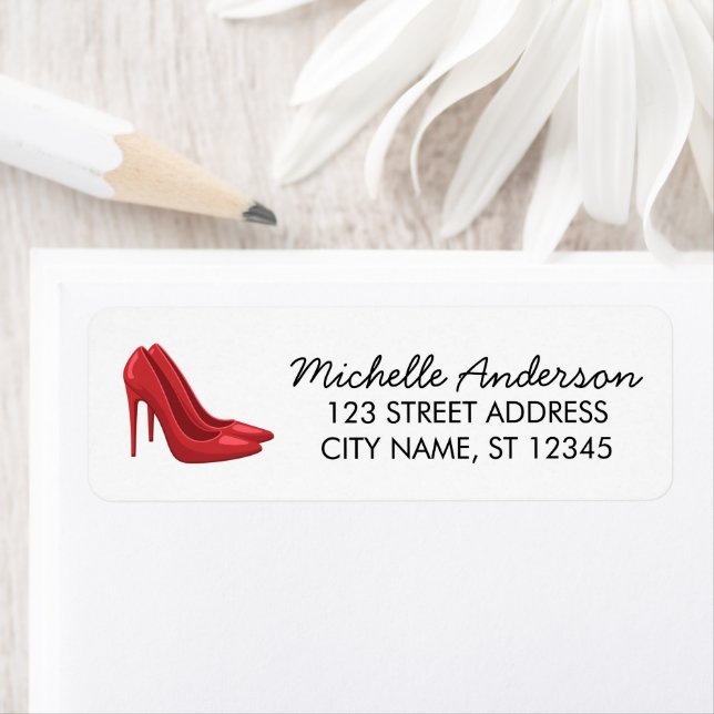Elegant Red High Heels Return Address label        (Insitu)