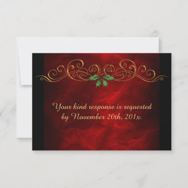Elegant Red Holly Christmas RSVP (Vorderseite)