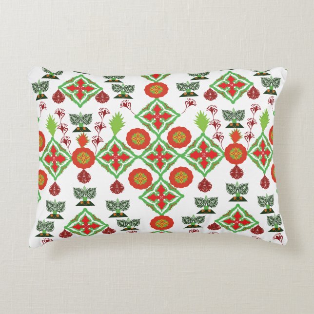 Elegant Red Mandala Geometric Bedroom & Home Texti Dekokissen (Vorderseite)