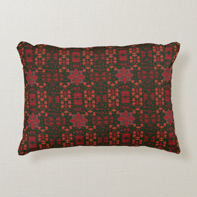 Elegant Red Mandala Geometric Bedroom & Home Texti Dekokissen (Vorderseite)