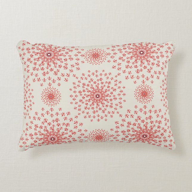 Elegant Red Mandala Geometric Bedroom & Home Texti Dekokissen (Vorderseite)
