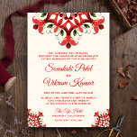 Elegant Red Mandala Indian Wedding Invitation Einladung<br><div class="desc">Erleben Sie Ihren Gast mit dieser traditionellen Hochzeitseinladung mit einer schönen roten Mandala-Kunst vor beigem Hintergrund. Fügen Sie einfach Ihre Veranstaltungsdetails zu dieser einfach zu bedienenden Vorlage hinzu,  um sie zu einer einmaligen Einladung zu machen. Dreh die Karte um ein elegantes,  rotes Mandala-Muster auf der Kartenrückseite zu zeigen.</div>