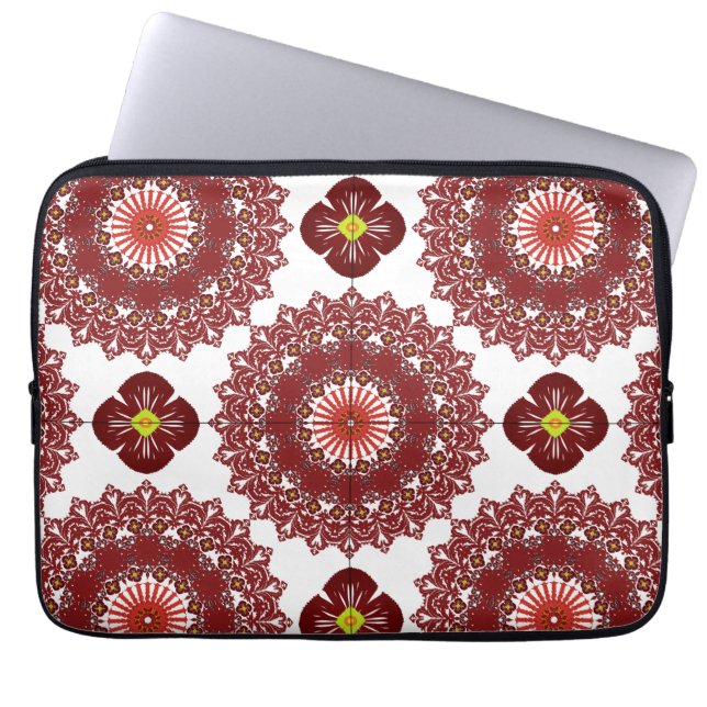 Elegant Red Mandala Pattern Laptop Sleeve – Artist (Vorderseite)