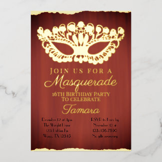Elegant Red Masquerade Folieneinladung
