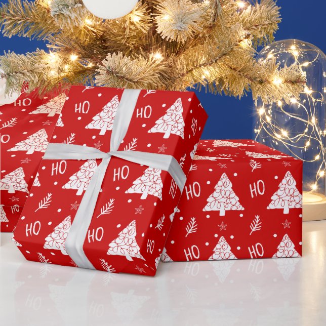 Elegant Red Merry Christmas Happy Holidays Script Geschenkpapier (Feiertage)