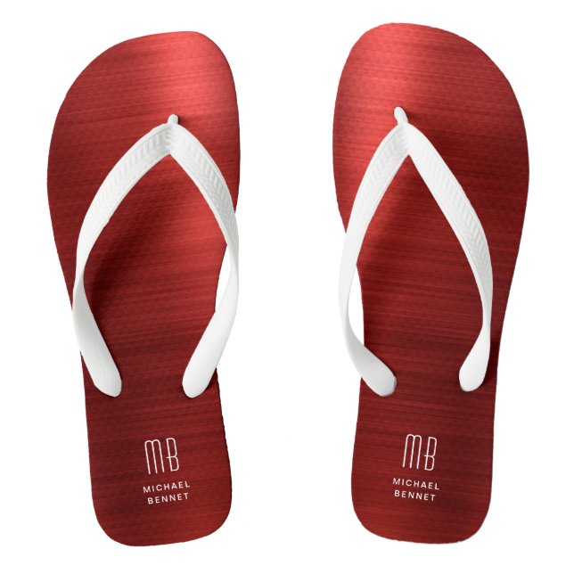 Elegant Red Monogram Flip Flops (Fußbett)