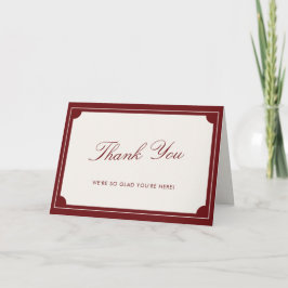 Elegant Red Old Money Wedding Thank You Card Dankeskarte