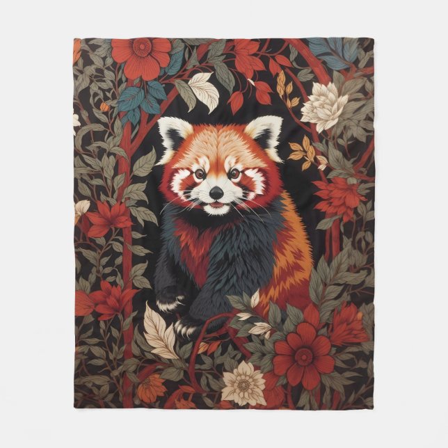 Elegant Red Panda William Morris Inspiriert Fleecedecke (Vorderseite)