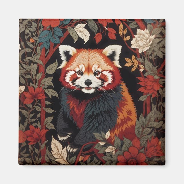 Elegant Red Panda William Morris Inspiriert Magnet (Vorne)