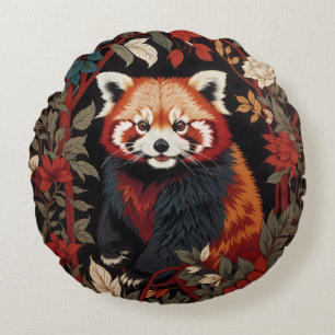 Elegant Red Panda William Morris Inspiriert Rundes Kissen