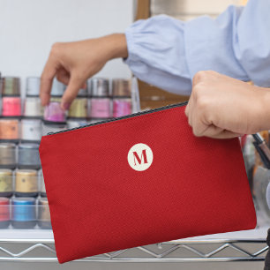 Elegant Red Personalisiert Monogram Feminine Girly Zubehörtasche