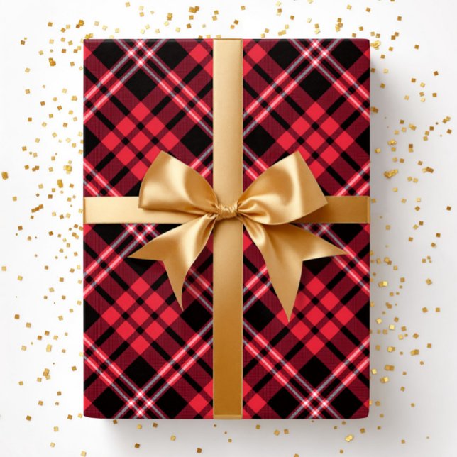 Elegant Red Plaid Pattern Geschenkpapier (Elegant Red Plaid Pattern Wrapping Paper)