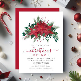 Elegant Red Poinsettia Blumenweihnachtsfest Einladung