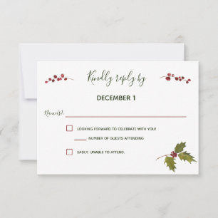 Elegant Red Poinsettia Christmas RSVP Karte