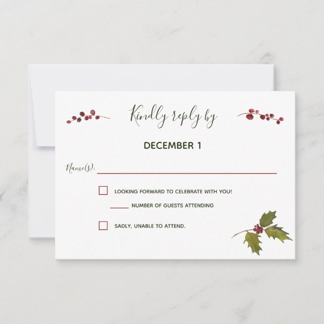 Elegant Red Poinsettia Christmas RSVP Karte (Vorderseite)